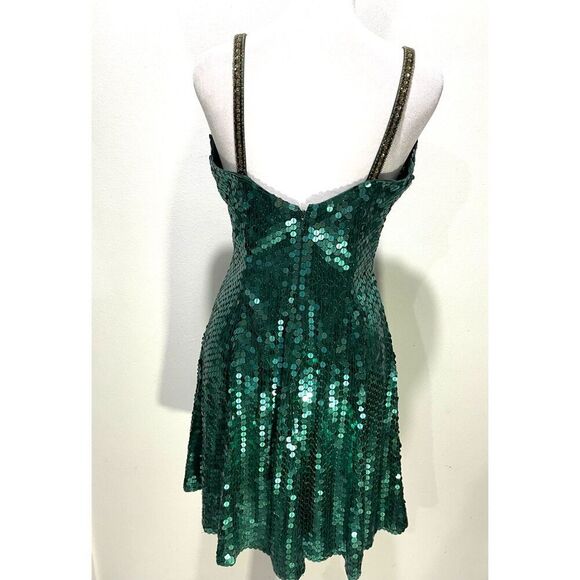Scala Collection dress sequins disco night out green circular festive women's 8 - Picture 4 of 8